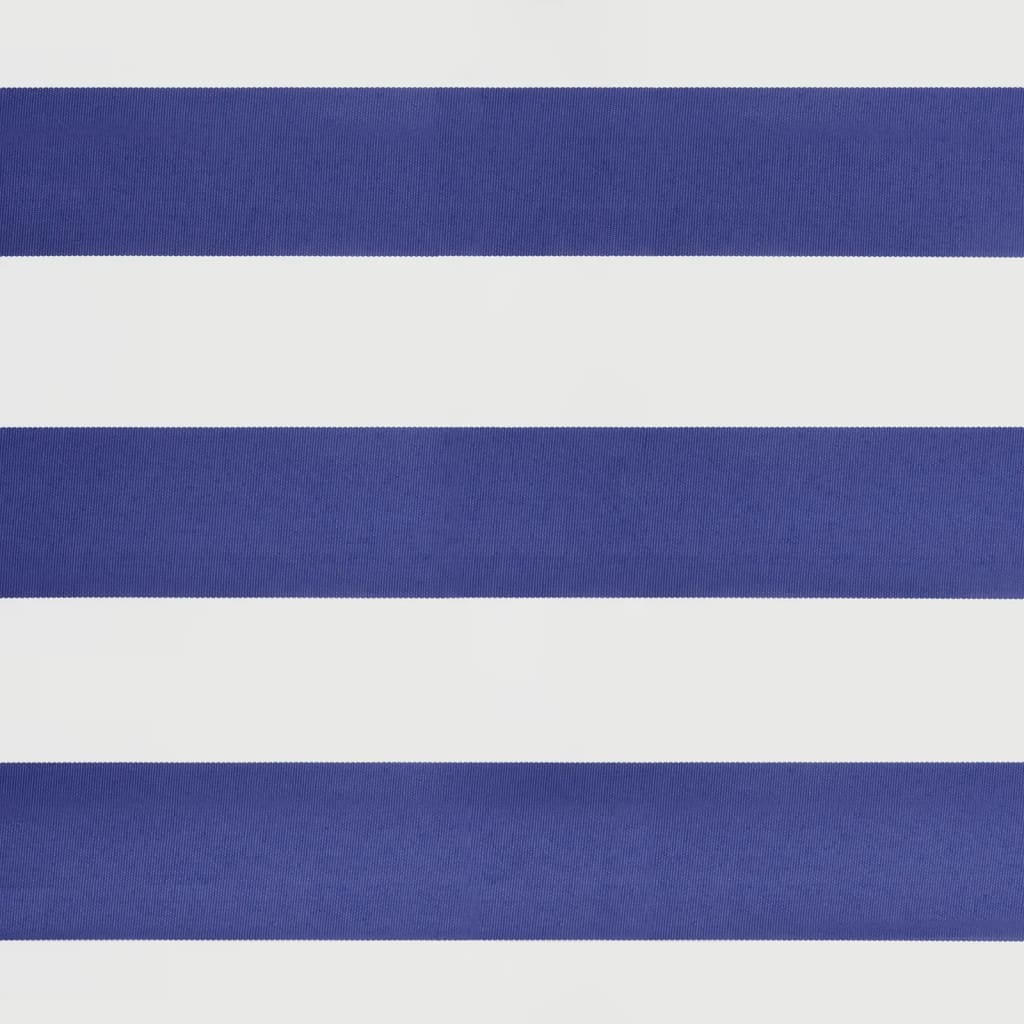 Auvent rétractable bleu et blanc en tissu et aluminium